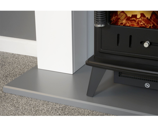 Hugo Fireplace Suite 39inch- White/Grey With Electric Stove - Black