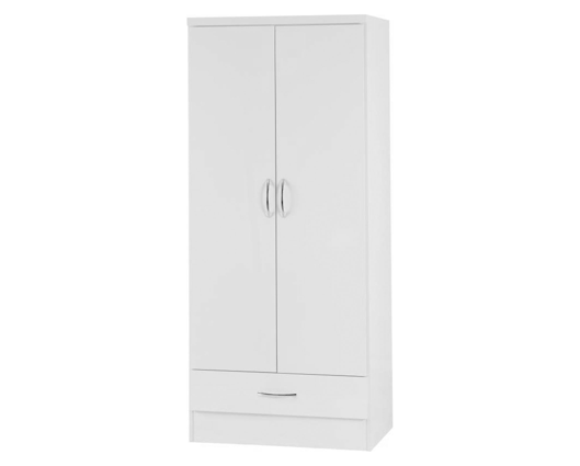 Neptune 2 Door 1 Drawer Wardrobe - White Gloss