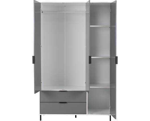 MADRID 3 DOOR 2 DRAWER WARDROBE - GREY/WHITE GLOSS