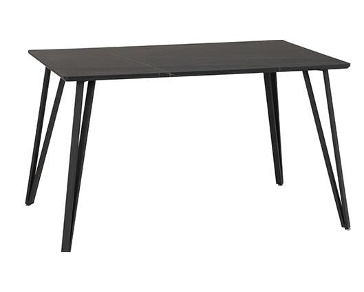 MARLOW & QUEBEC DINING SET (X4 CHAIRS) - BLACK MARBLE/GREY FAUX LEATHER
