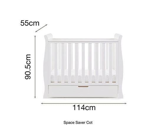 Stamford Space Saver Cot + Sprung Mattress - White