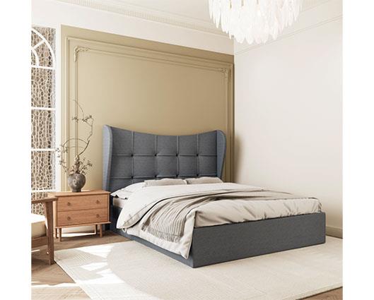 VERONA 4'6" OTTOMAN BED - GREY FABRIC