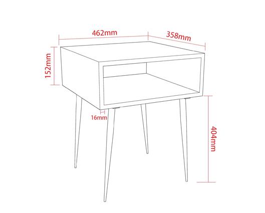 Galaxy metal bedside table, copper with black legs