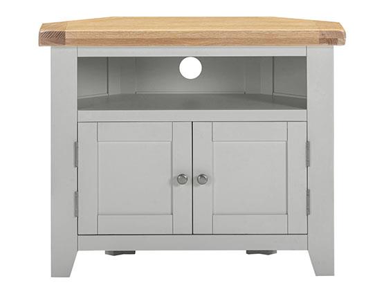WINDSOR CORNER TV UNIT - PEBBLE GREY/OAK