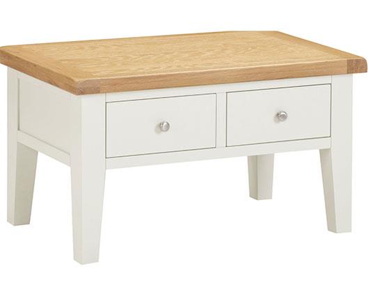 WINDSOR 2 DRAWER COFFEE TABLE - IVORY/OAK