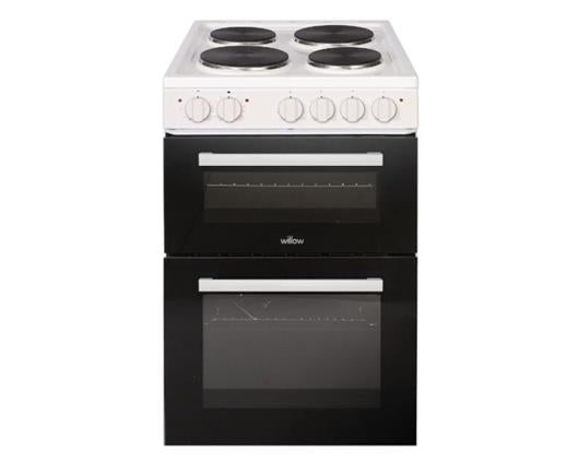 Willow W50ETCW 50Cm Twin Cavity Electric Cooker with Solid Plate Hob