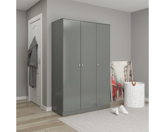 DENVER 3 DOOR WARDROBE - GREY GLOSS