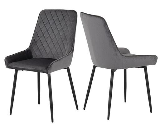 ATHENS RECT & AVERY DINING SET (X4 CHAIRS) - CONCRETE/GREY VELVET