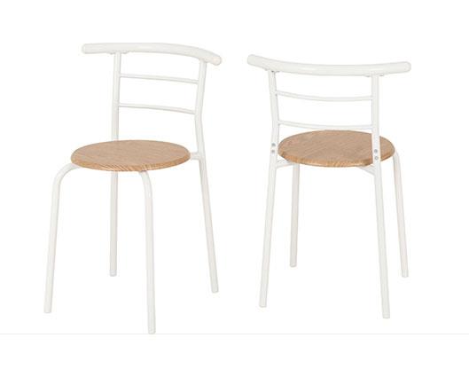 DERRY DINING SET (X2 CHAIRS) - WHITE/OAK