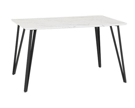 MARLOW & SHELDON DINING SET (X4 CHAIRS) - WHITE MARBLE/GREY VELVET FABRIC