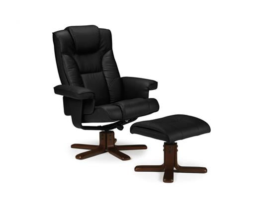 Monk Swivel Recliner & Stool Black