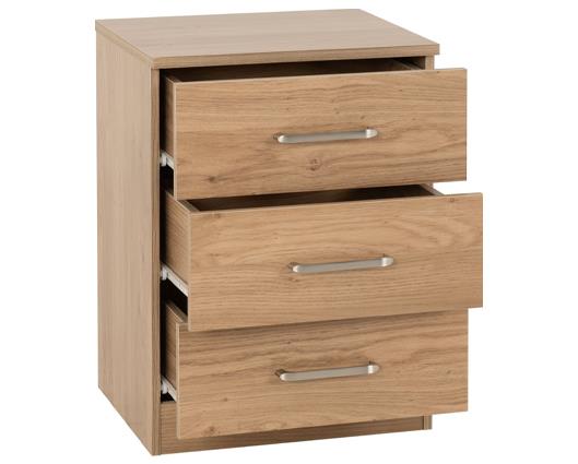 DAKOTA 3 DRAWER BEDSIDE - OAK EFFECT