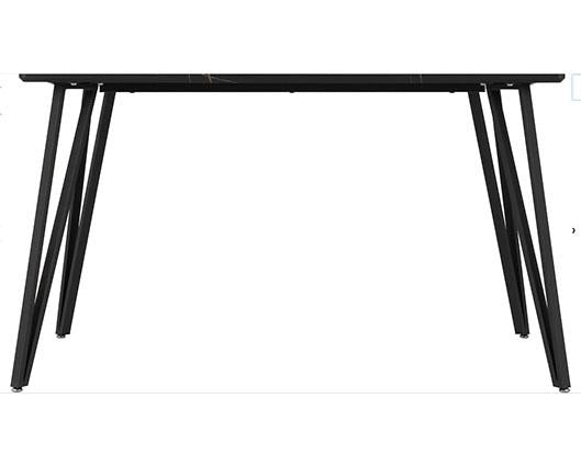 MARLOW & SHELDON DINING SET (X4 CHAIRS) - BLACK MARBLE/GREY BOUCLE FABRIC