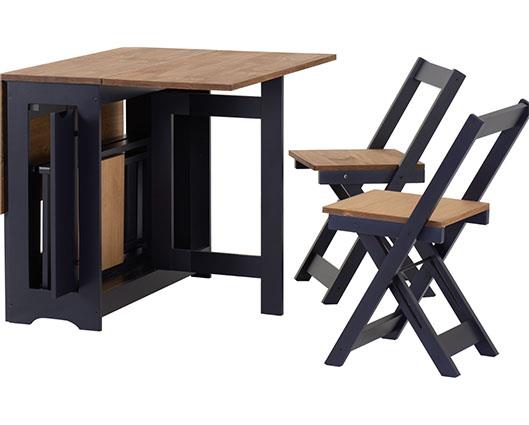 SANTOS BUTTERFLY DINING SET (X4 CHAIRS) - NAVY BLUE/DISTRESSED WAXED PINE