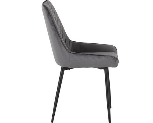TREVISO & AVERY DINING SET (X4 CHAIRS) - LIGHT OAK EFFECT/GREY VELVET