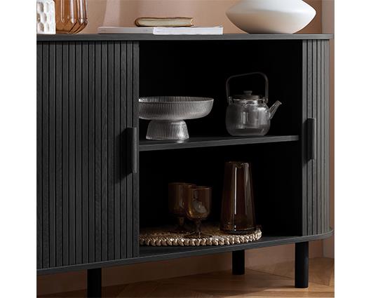 Axel 2 Door Fluted Sideboard - Black