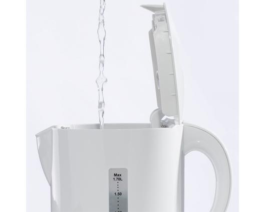 2200W White Plastic Kettle with Chrome Band