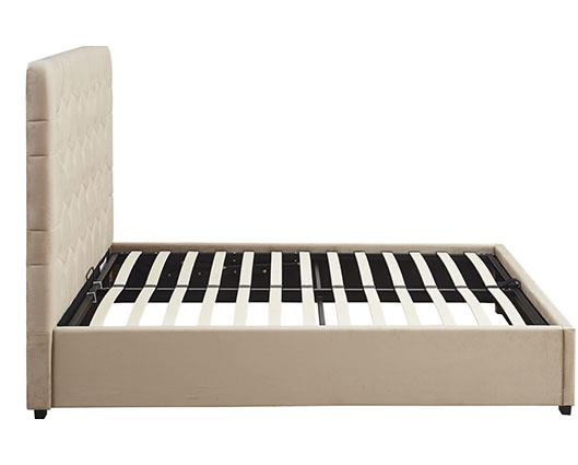 MADISON 4'6" OTTOMAN BED - FAWN VELVET FABRIC