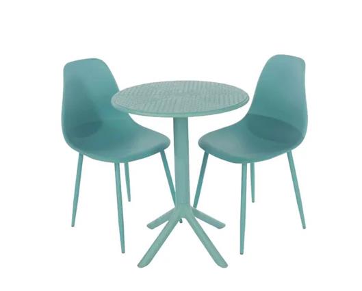 3 piece Cala bistro table & 2 chair set outdoor grade, sky blue