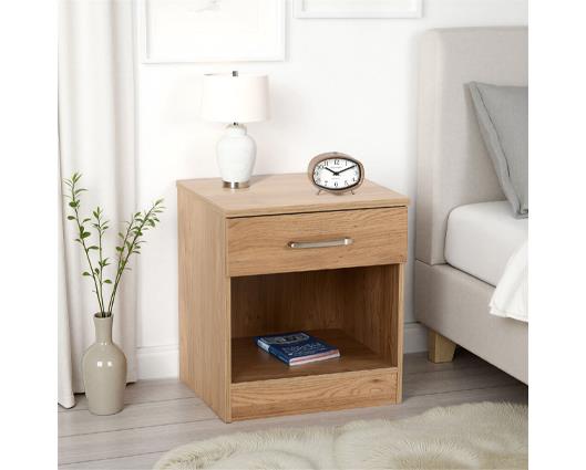 DAKOTA 1 DRAWER BEDSIDE - OAK EFFECT