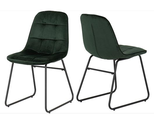 AVERY & LUKAS EXTENDING DINING SET (X4 CHAIRS) - CONCRETE/EMERALD GREEN VELVET