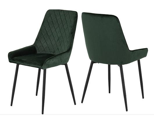 HAMILTON & AVERY MEDIUM DINING SET (X4 CHAIRS) - MEDIUM OAK EFFECT/EMERALD GREEN VELVET