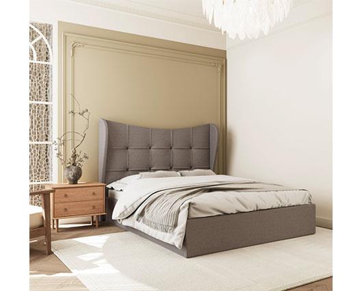 VERONA 4'6" OTTOMAN BED - BROWN FABRIC