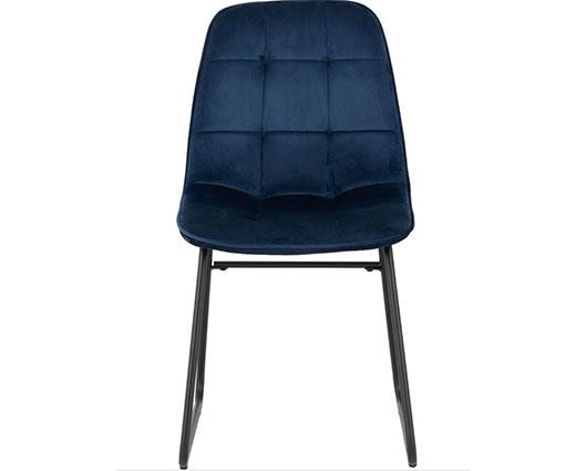AVERY & LUKAS EXTENDING DINING SET (X4 CHAIRS) - CONCRETE/SAPPHIRE BLUE VELVET