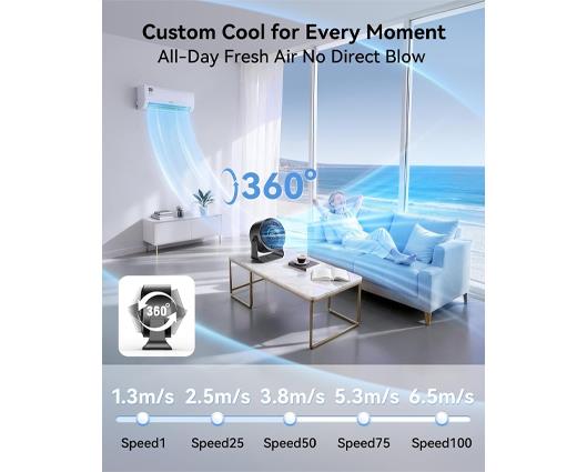 Rechargeable USB Desk Fan - Black