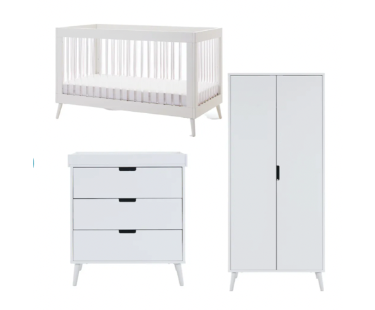 Maura 3 Piece Room Set - White with Acrylic