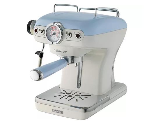 Ariete Manual Vintage Espresso Coffee Machine with Milk Frother - Blue