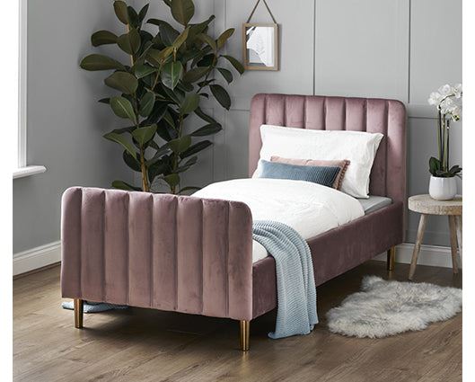 Gatsby Velvet Single Bed - Pink