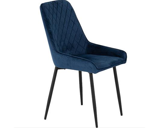 ATHENS RECT & AVERY DINING SET (X4 CHAIRS) - MEDIUM OAK EFFECT/SAPPHIRE BLUE VELVET