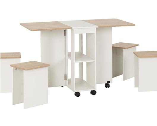 SEYMORE STOWAWAY DINING SET - OAK EFFECT/WHITE