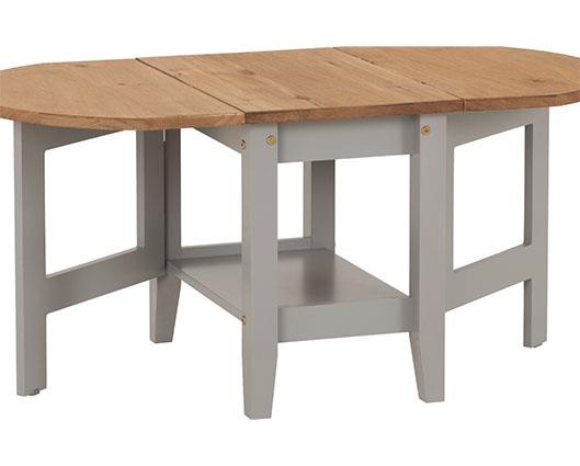 SANTOS DROP LEAF COFFEE TABLE - GREY SLATE/DISTRESSED WAXED PINE