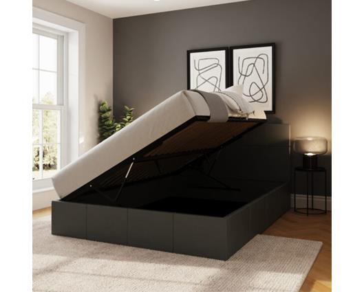 Serena Small Double Side Lift Ottoman Bed-Grey PU