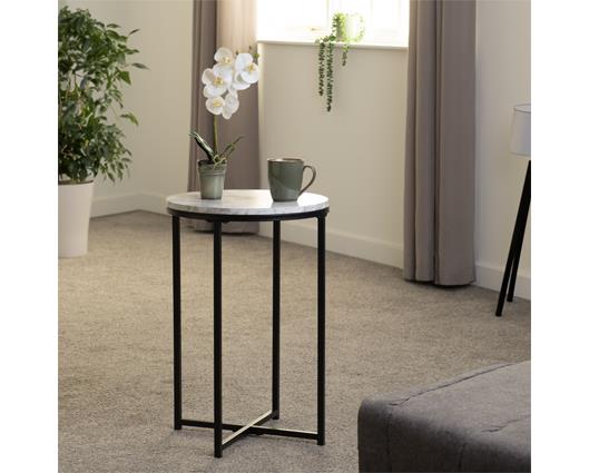 DALLAS SIDE TABLE - MARBLE/BLACK