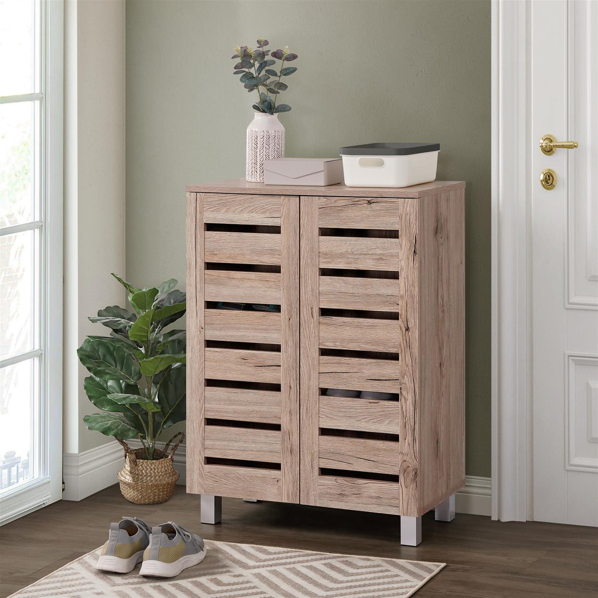 Euston 2 Door Shoe Cabinet - Sanremo Oak