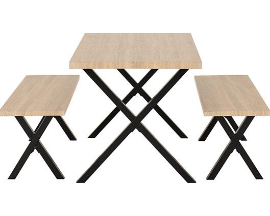 BUXTON DINING BENCH SET - LIGHT OAK EFFECT/BLACK