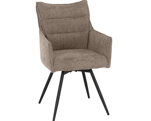 LEWIS CARVER SWIVEL DINING CHAIR (X2 PER BOX) - FAWN FABRIC