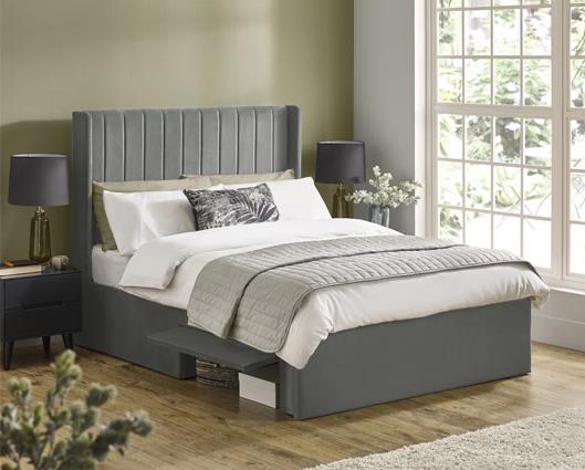 Leila Dual Storage Door Bed Steel Grey - King