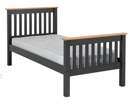 MONACO 3' HIGH END BED - DARK GREY/OAK EFFECT