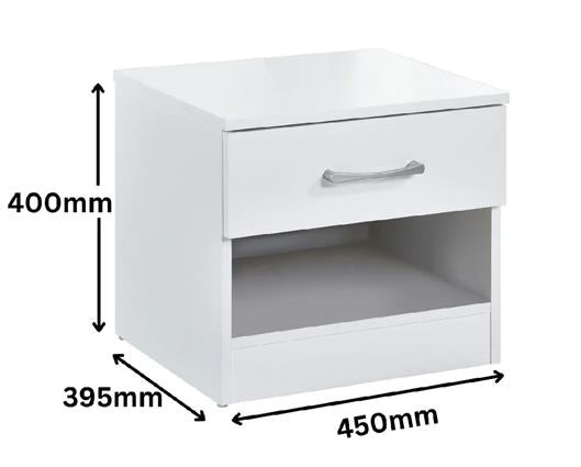 Highbury 1 Drawer Bedside - White