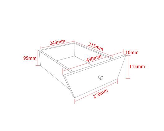 Apollo metal 1 drawer bedside cabinet, copper drawer, black cabinet, handle and legs