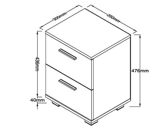 Luna 2 Drawer Compact Bedside Cabinet