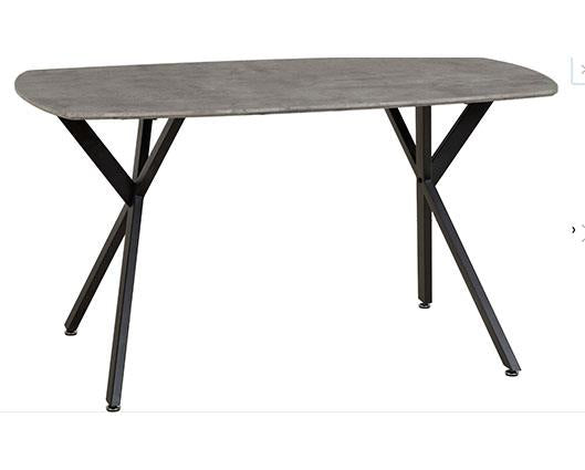 ATHENS RECT & AVERY DINING SET (X4 CHAIRS) - CONCRETE/GREY VELVET