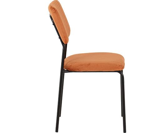 SHELDON ROUND GLASS TOP DINING SET (X4 CHAIRS) - CLEAR GLASS/BURNT ORANGE VELVET FABRIC