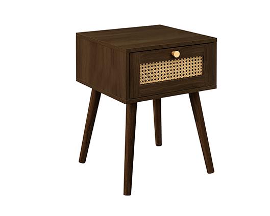 Croxley 1 Drawer Rattan Bedside - Walnut