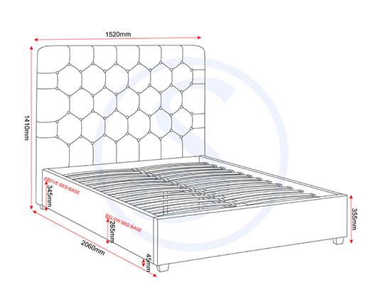 MADISON 4'6" BED - BLACK VELVET FABRIC
