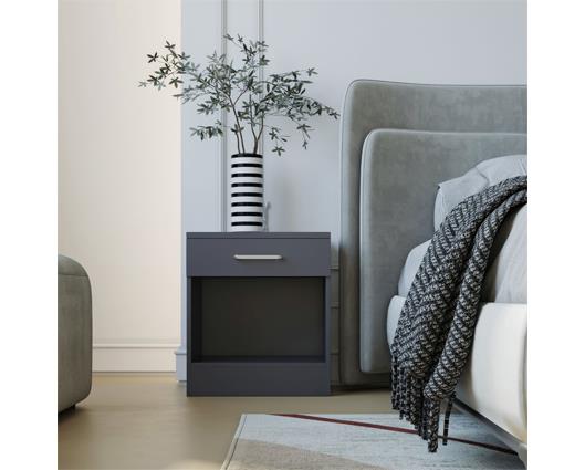 DAKOTA 1 DRAWER BEDSIDE - DARK GREY
